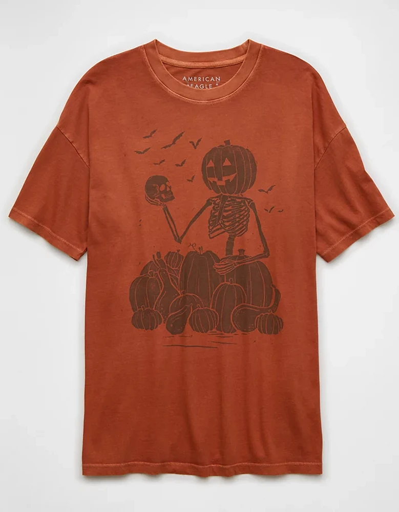 T-shirt à image d’Halloween squelette surdimensionné AE