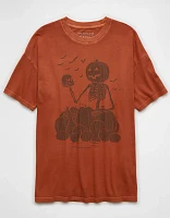 T-shirt à image d’Halloween squelette surdimensionné AE