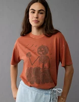 T-shirt à image d’Halloween squelette surdimensionné AE