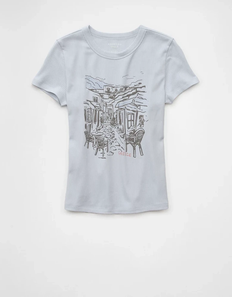 Petit t-shirt Hé à image de destination AE