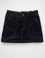 AE Stretch Low-Rise A-Line Denim Mini Skirt