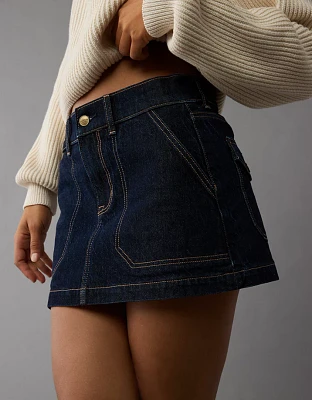 AE Stretch Low-Rise A-Line Denim Mini Skirt