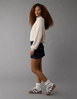 AE Stretch Low-Rise A-Line Denim Mini Skirt