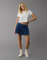 Minijupe-short en denim plissé AE