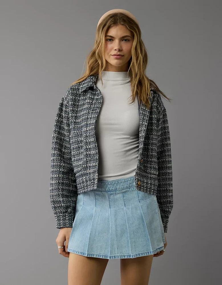 AE Pleated Denim Mini Skort