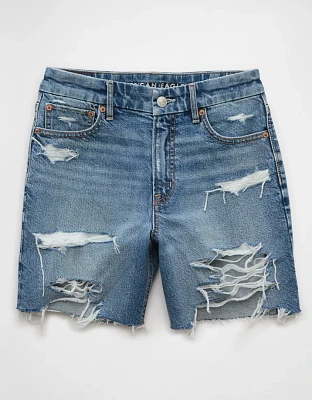 Short en denim décontracté déchiré de 6 po à taille très haute rondeur extensible et rigide AE