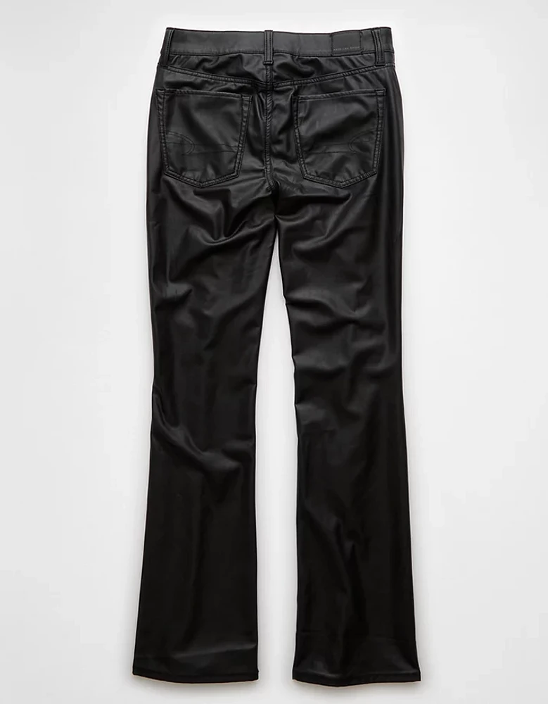 Pantalon à jambe semi-évasée classique en cuir végétalien extensible AE