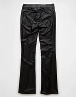 Pantalon à jambe semi-évasée classique en cuir végétalien extensible AE