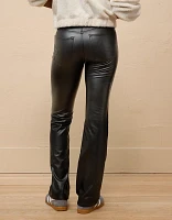 Pantalon à jambe semi-évasée classique en cuir végétalien extensible AE