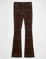 AE It Knit Pull-On High-Waisted Kick Boot Plaid Pant