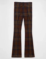 AE It Knit Pull-On High-Waisted Kick Boot Plaid Pant