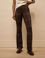 AE It Knit Pull-On High-Waisted Kick Boot Plaid Pant