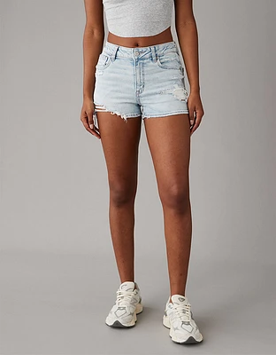 Short court déchiré à taille haute en V denim Next Level AE