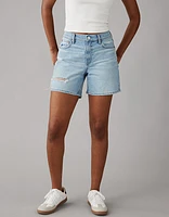 Short décontracté déchiré de 6 po à taille très haute en denim extensible et rigide AE