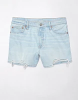 Short décontracté déchiré à taille très haute en denim extensible et rigide AE