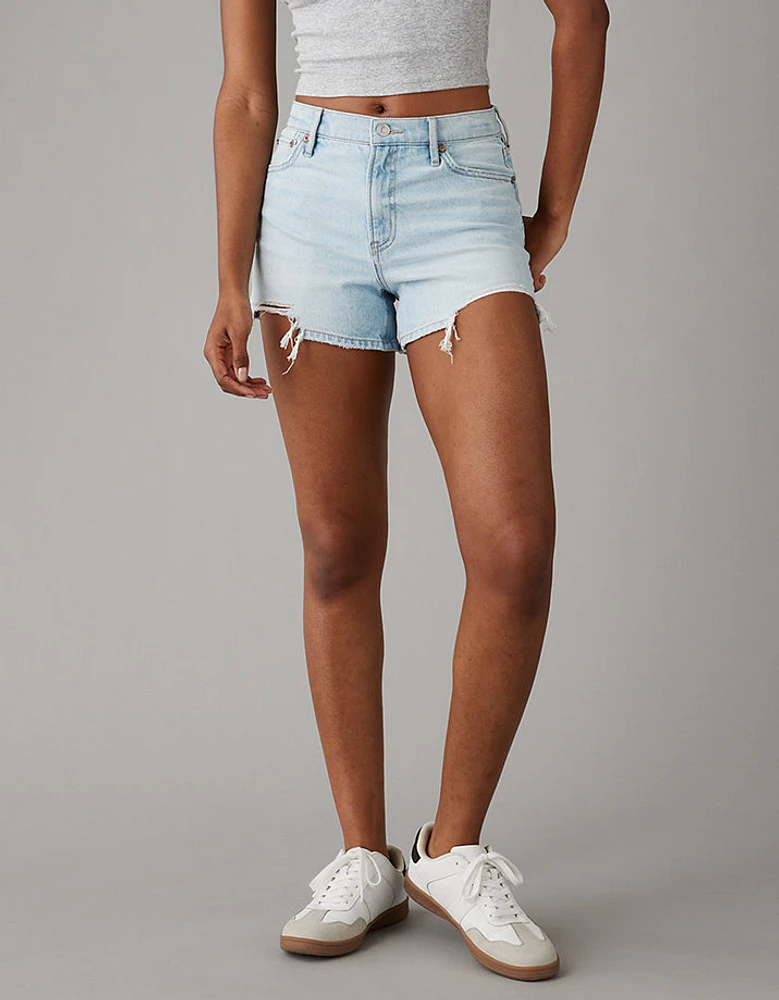 Short décontracté déchiré à taille très haute en denim extensible et rigide AE