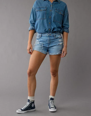 AE Strigid Super High-Waisted Ripped Relaxed Denim Short