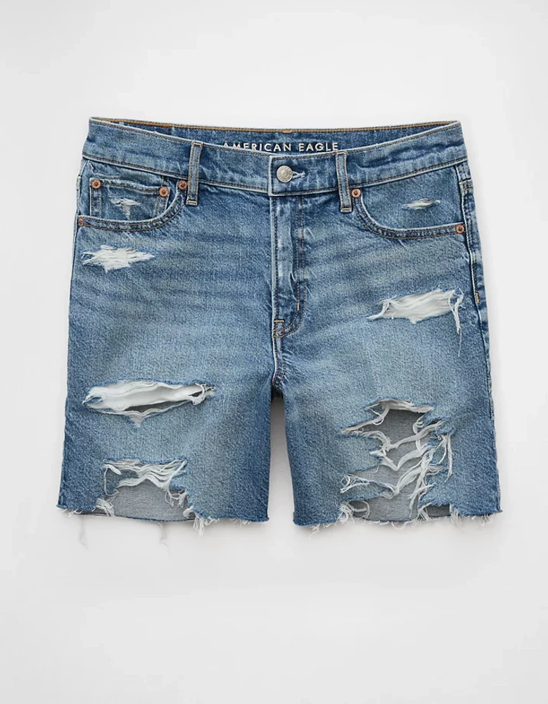 Short décontracté déchiré à taille très haute en denim extensible et rigide de 6 po AE