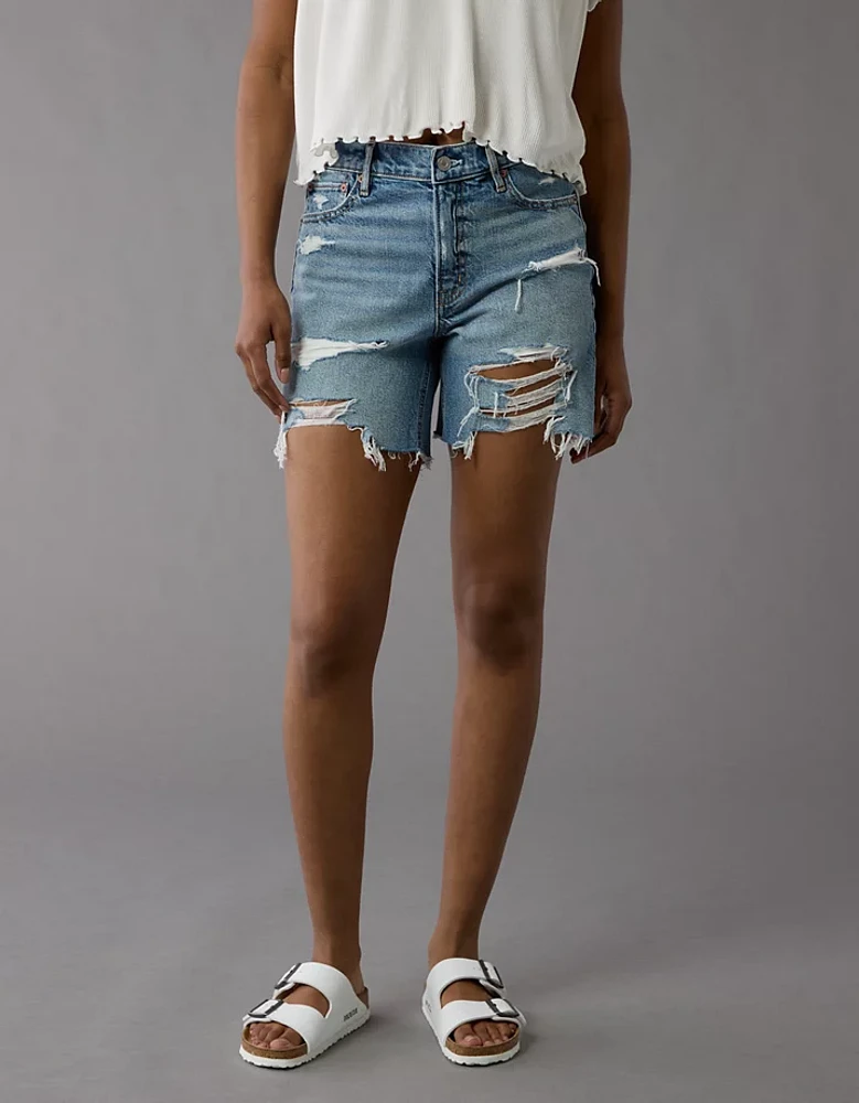 Short décontracté déchiré à taille très haute en denim extensible et rigide de 6 po AE