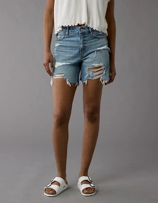 Short décontracté déchiré à taille très haute en denim extensible et rigide de 6 po AE