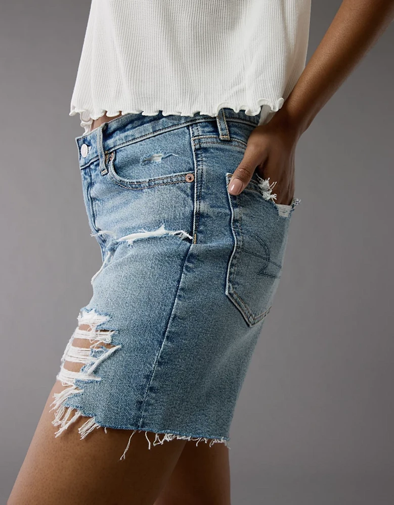 Short décontracté déchiré à taille très haute en denim extensible et rigide de 6 po AE