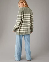 AE Oversized Button-Front Long-Length Cardigan