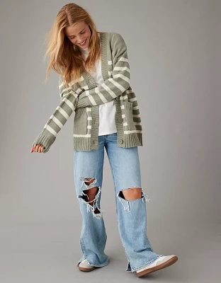 AE Oversized Button-Front Long-Length Cardigan