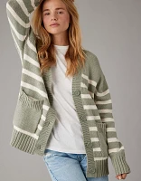 AE Oversized Button-Front Long-Length Cardigan