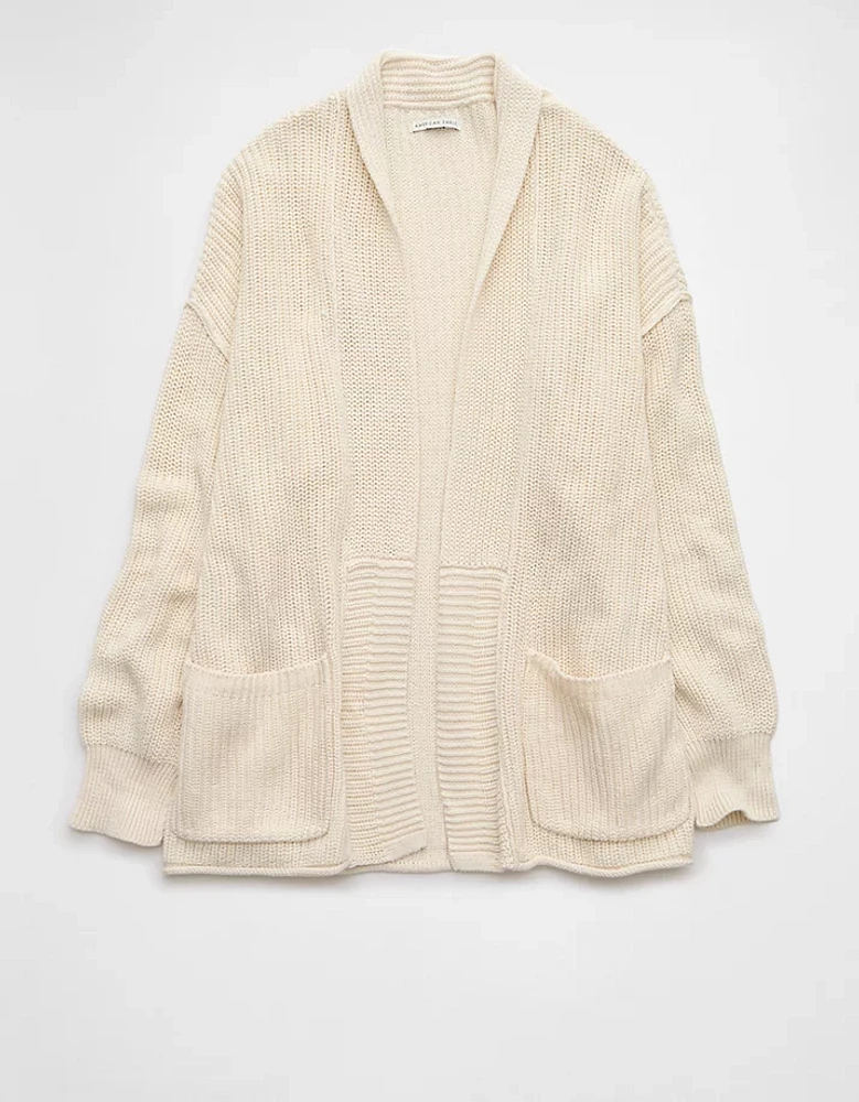 AE Open Front Shaker-Stitch Cardigan