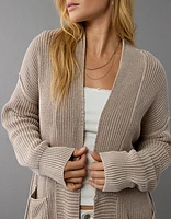 AE Open Front Shaker-Stitch Cardigan