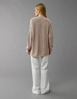 AE Open Front Shaker-Stitch Cardigan