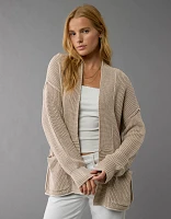 AE Open Front Shaker-Stitch Cardigan