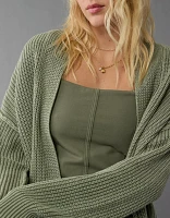 AE Open Front Shaker-Stitch Cardigan