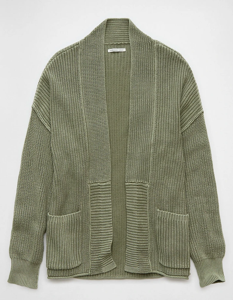 AE Open Front Shaker-Stitch Cardigan