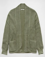 AE Open Front Shaker-Stitch Cardigan