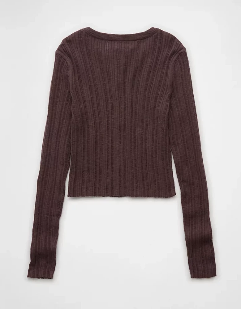AE Ribbed Crew Neck Cardigan