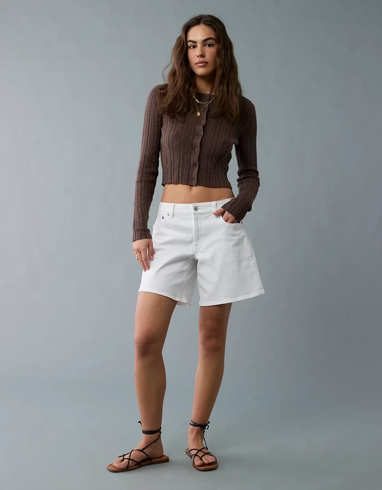 AE Ribbed Crew Neck Cardigan