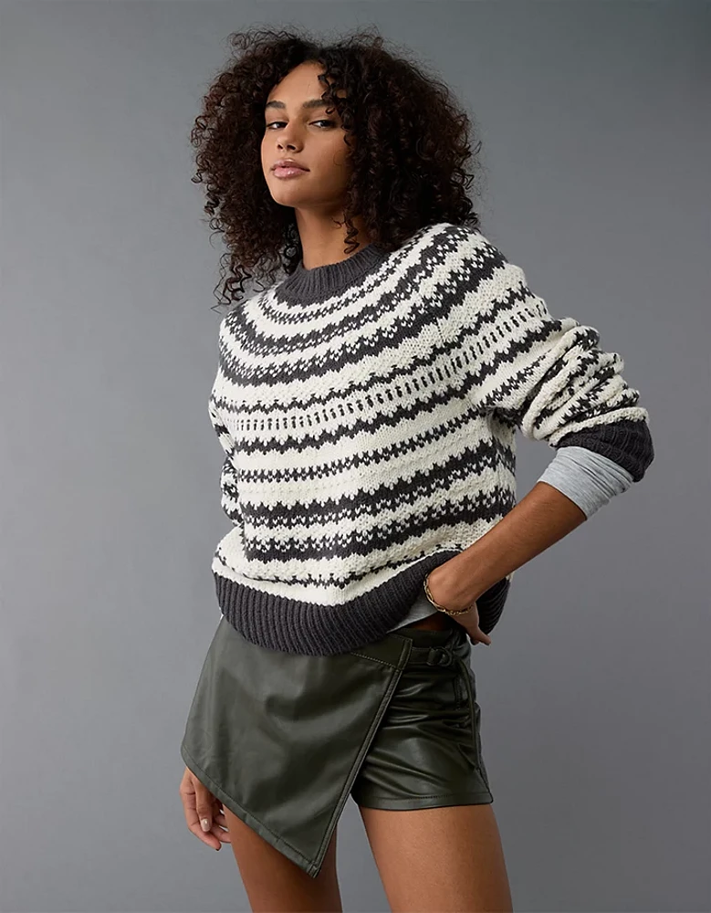 AE Chunky Raglan Fairisle Sweater