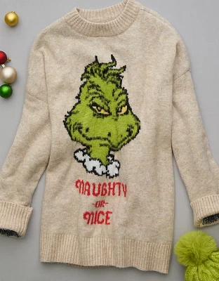 AE Whoa So Soft Oversized Grinch Holiday Sweater