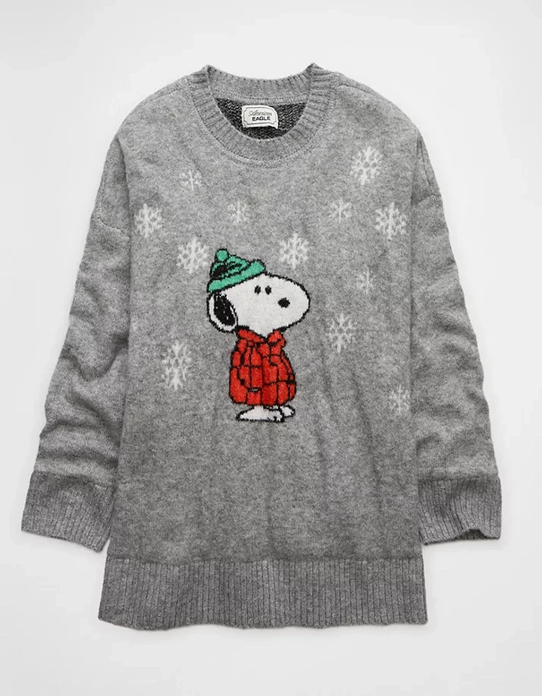 AE Whoa So Soft Oversized Snoopy Holiday Sweater