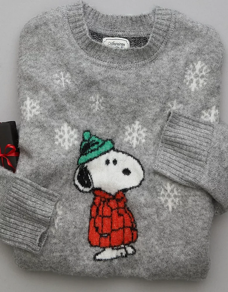 AE Whoa So Soft Oversized Snoopy Holiday Sweater