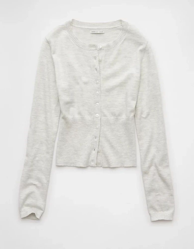 AE Fitted Crew Neck Cardigan