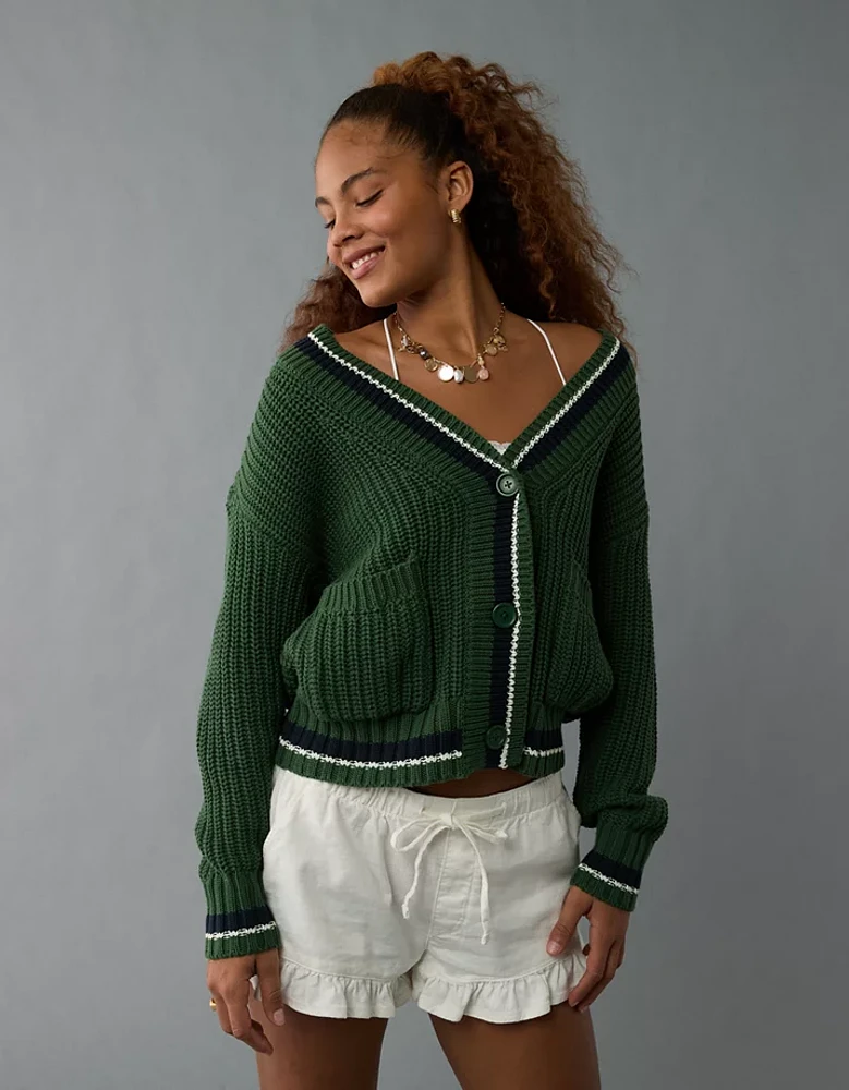 AE Tipped Button-Up Cardigan