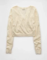 Cardigan à encolure en V motif pointelle AE