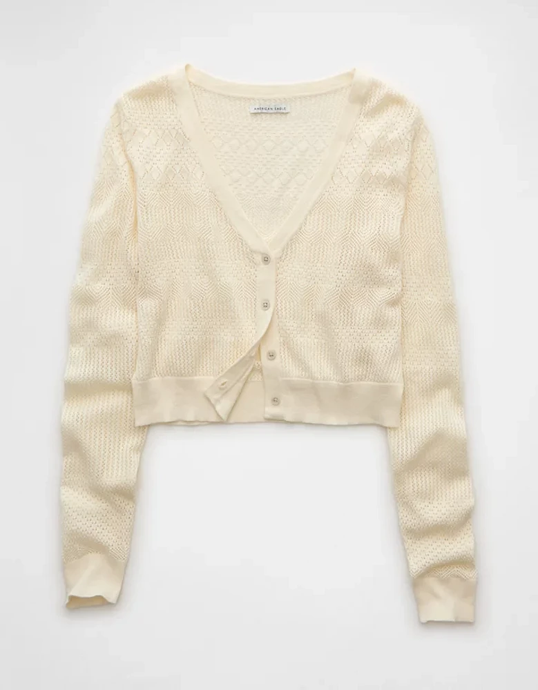 Cardigan à encolure en V motif pointelle AE