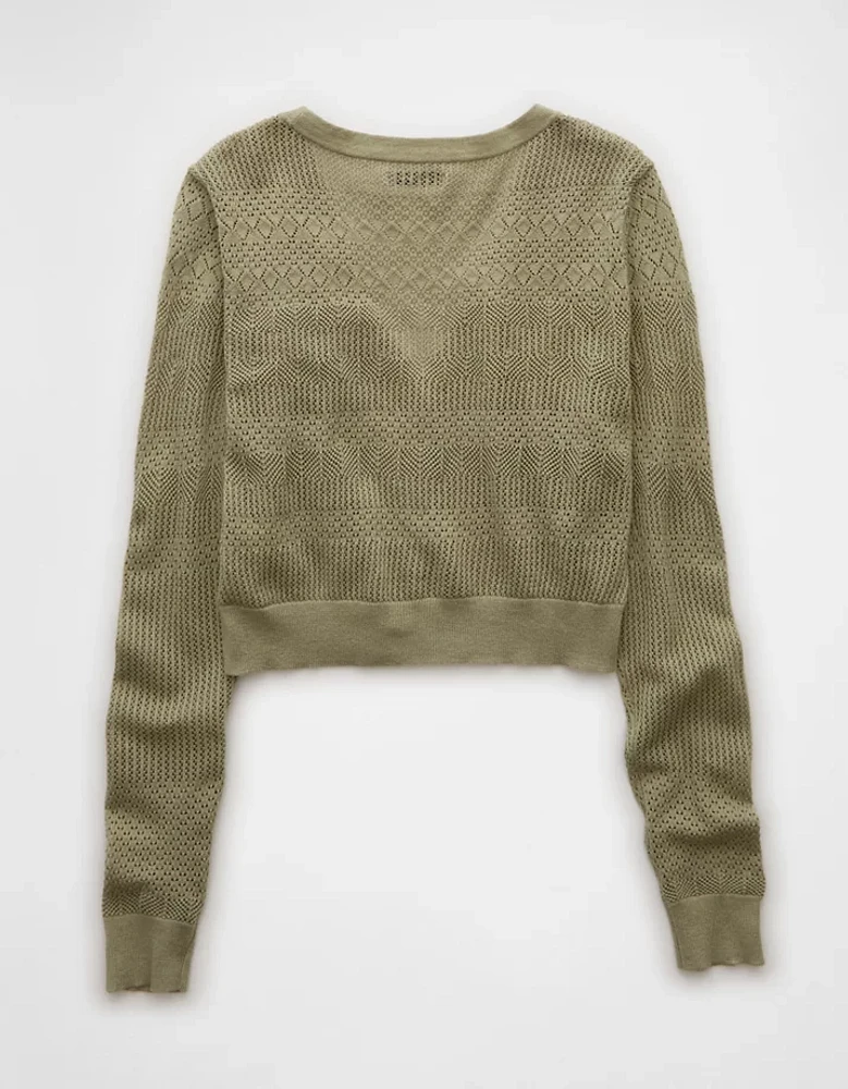 Cardigan à encolure en V motif pointelle AE