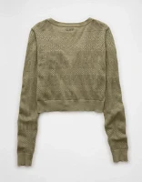 Cardigan à encolure en V motif pointelle AE