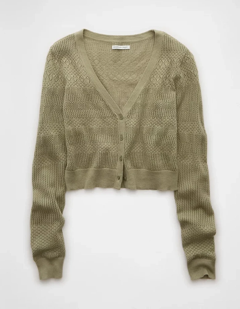 Cardigan à encolure en V motif pointelle AE