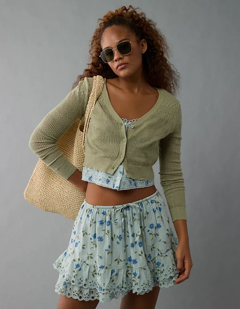 Cardigan à encolure en V motif pointelle AE