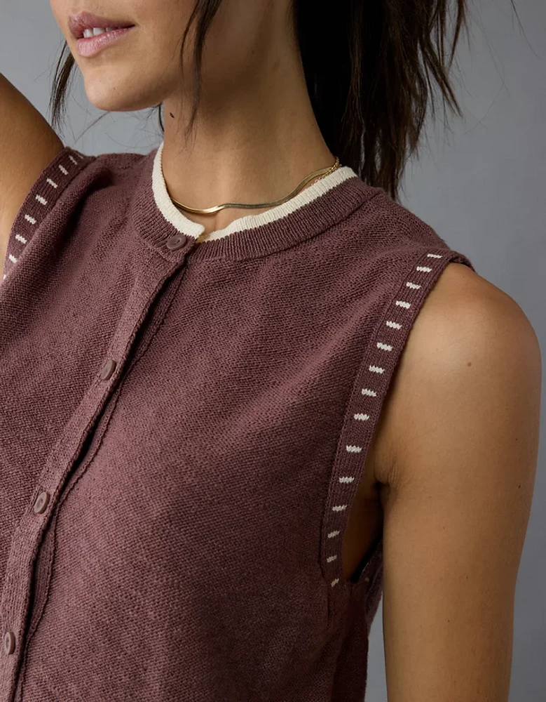 Veste à boutons en tricot de chandail col rond AE
